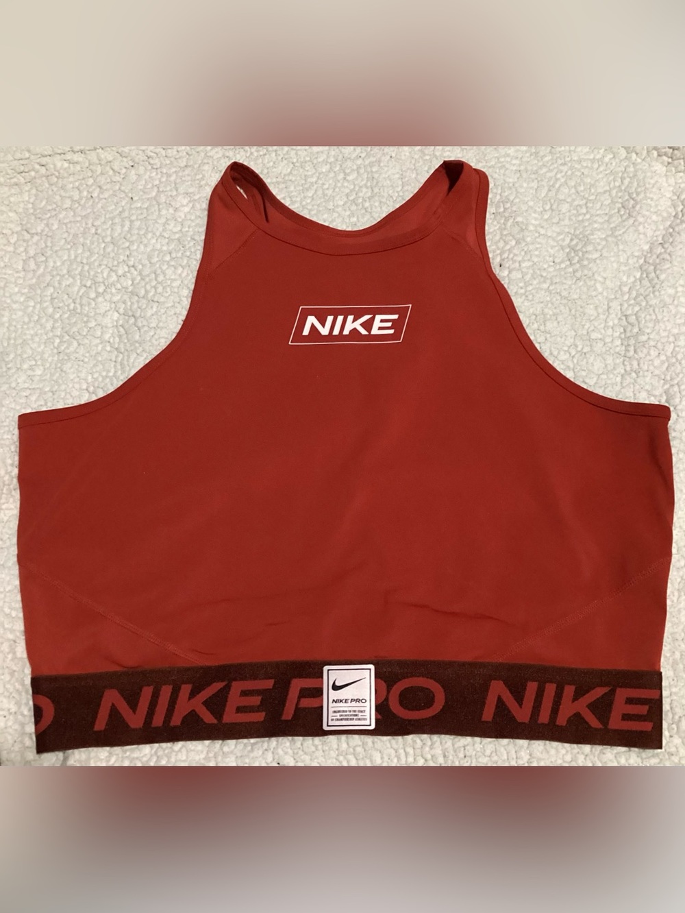 Nike Women's Pro Dri-fit Crop Tank Orange Burnt Orange Rust Red Size XXL